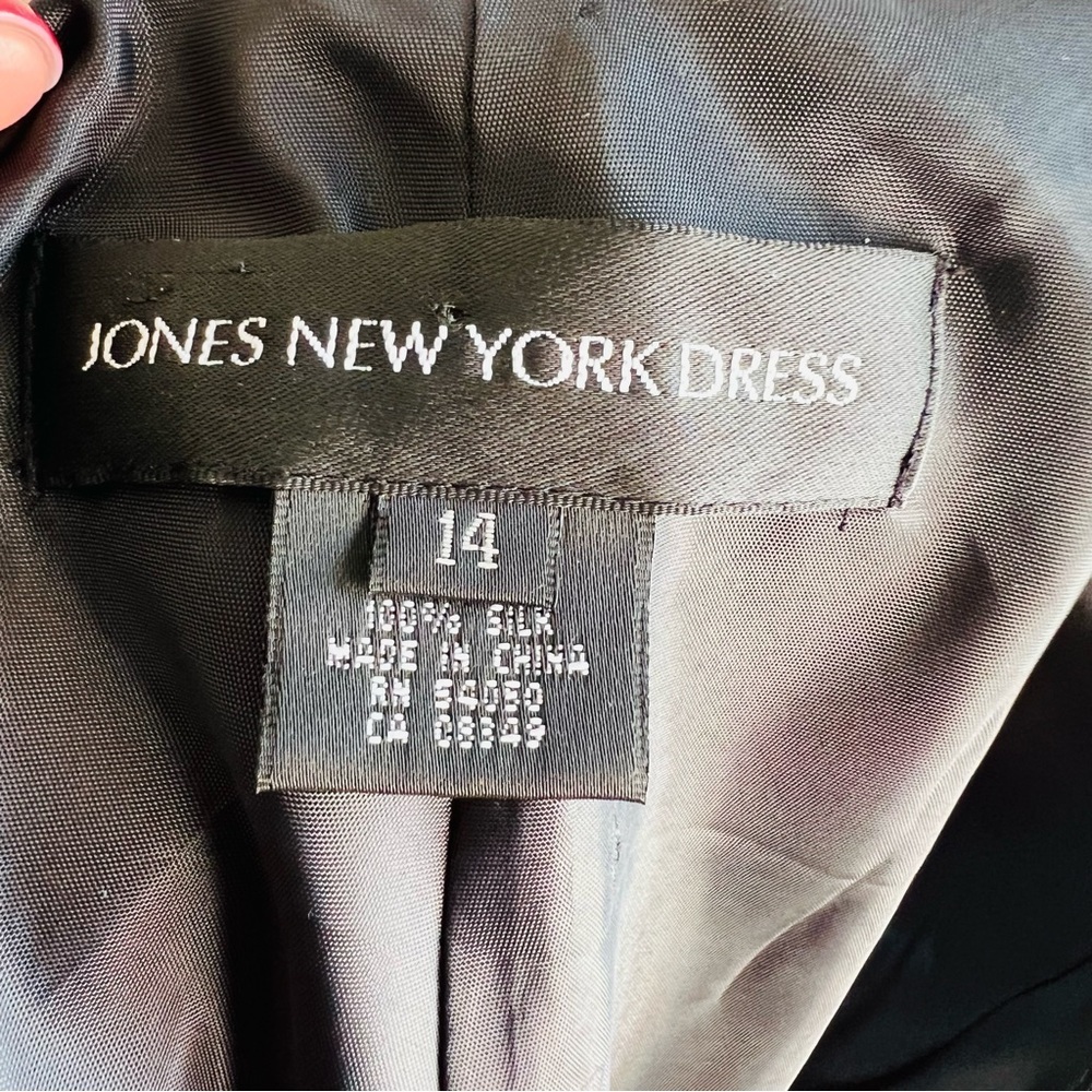 Jones New York Silk Midi Dress with Attached Sheer Bell Sleeve Jacket - Picture 5 of 8